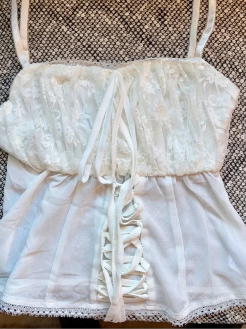 White Lace-Trim Spaghetti Strap Camisole Top